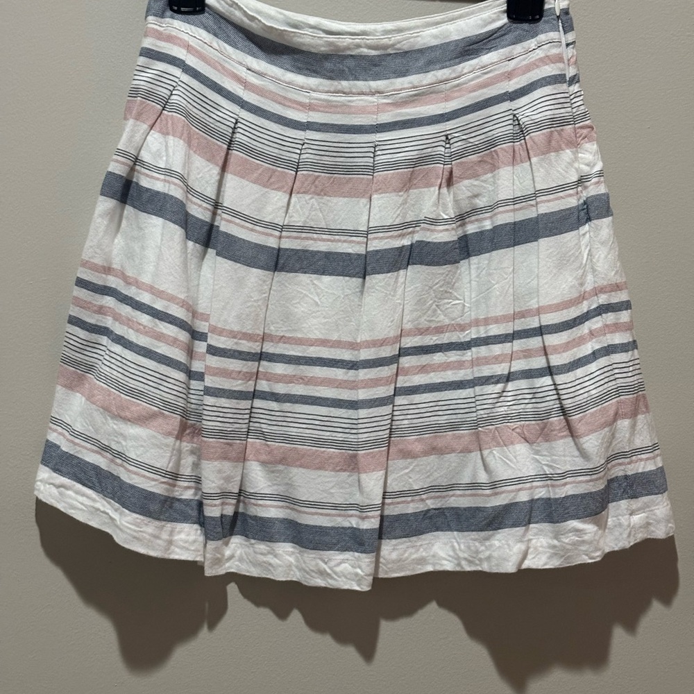 Striped A-Line Mini Skirt in Pink and Gray